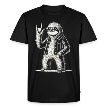 Funny Sloth Rock Music Heavy Metal Festival - Men's Premium Organic T-Shirt - black - Front - Nico (187cm)
