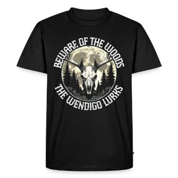 Cryptide Méfiez-vous des bois Le Wendigo se cache - T-shirt Premium bio Homme - noir - Devant - Nico (187cm)