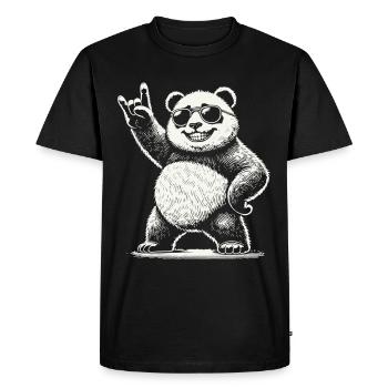 Heavy Metal Music Panda With Sunglasses - Men's Premium Organic T-Shirt - black - Front - Nico (187cm)