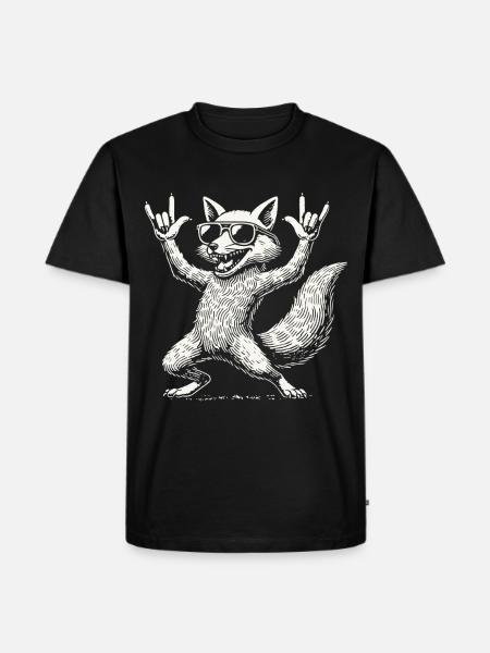 Rock Music Funny Fox Concert - Men's Premium Organic T-Shirt - black