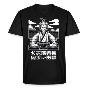 DJ Samurai Music Retro Streetwear Ukiyo-e - Men's Premium Organic T-Shirt - black - Front - Nico (187cm)