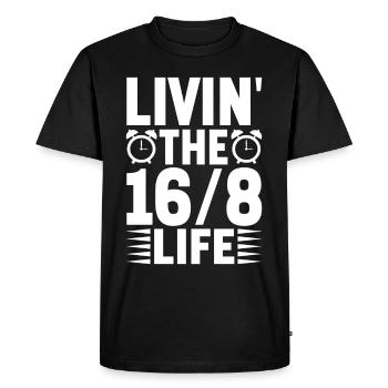 Jeûne intermittent Jeûne intermittent - T-shirt Premium bio Homme - noir - Devant - Nico (187cm)