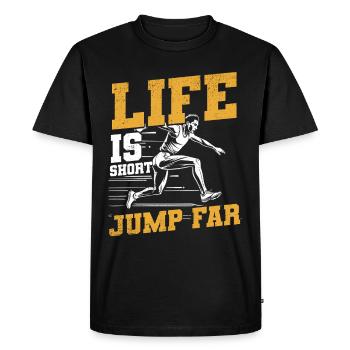 Saut en longueur La vie du saut long est courte Saut loin - T-shirt Premium bio Homme - noir - Devant - Nico (187cm)