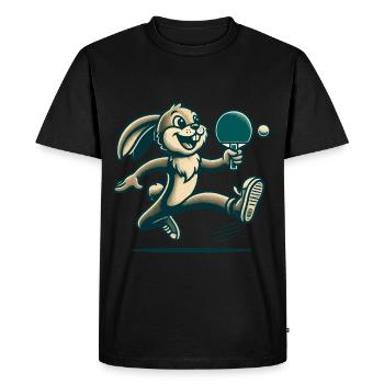 Lapin de tennis de table de dessin animé rétro - T-shirt Premium bio Homme - noir - Devant - Nico (187cm)