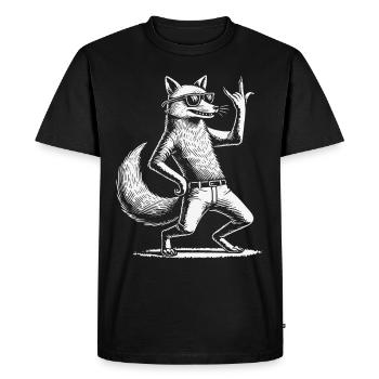 Rock Music Funny Heavy Metal Fox - Men's Premium Organic T-Shirt - black - Front - Nico (187cm)