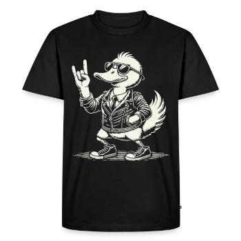 Rock Music Funny Duck Festival Design - Men's Premium Organic T-Shirt - black - Front - Nico (187cm)