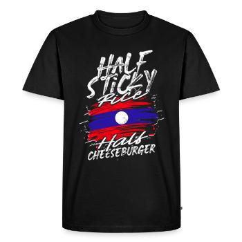 Laos Half Sticky Rice Half Cheeseburger - Men's Premium Organic T-Shirt - black - Front - Nico (187cm)