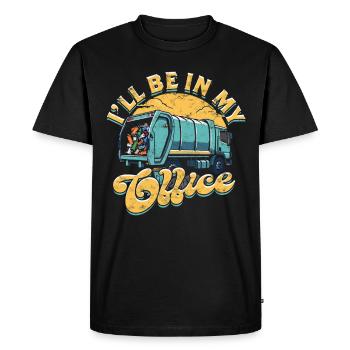 Éboueur Camion à ordures Femme à ordures Je serai dans mon bureau - T-shirt Premium bio Homme - noir - Devant - Nico (187cm)