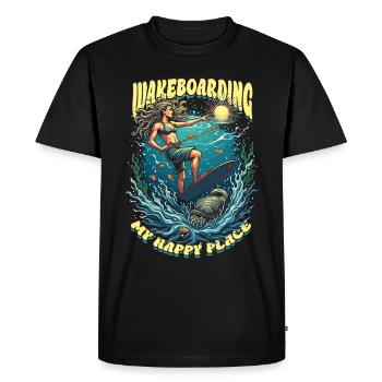Wakeboarding My Happy Place Wakeboard Wakeboarder - Men's Premium Organic T-Shirt - black - Front - Nico (187cm)