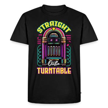 Plateau tournant Jukebox Collectible Straight Outta - T-shirt Premium bio Homme - noir - Devant - Nico (187cm)