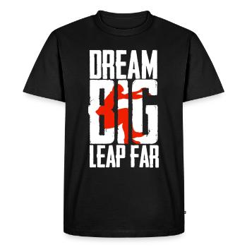 Saut en longueur Saut en longueur Rêve Grand saut loin - T-shirt Premium bio Homme - noir - Devant - Nico (187cm)