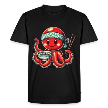 Japanese Ramen Noodles Anime Octopus - Men's Premium Organic T-Shirt - black - Front - Nico (187cm)