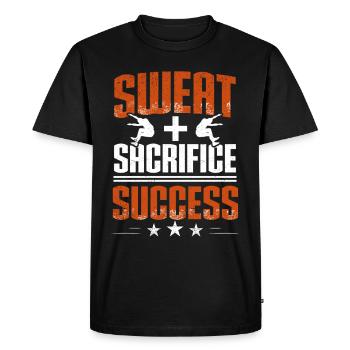 Saut en longueur, Saut en longueur, Sweat, Sacrifice, Succès - T-shirt Premium bio Homme - noir - Devant - Nico (187cm)