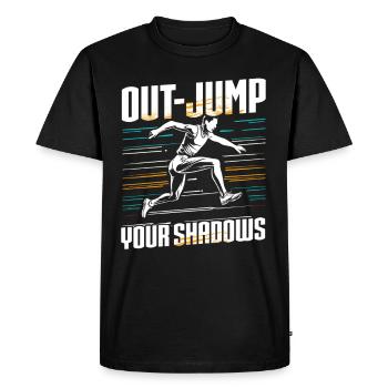 Saut en longueur Saut en longueur-Sautez vos ombres - T-shirt Premium bio Homme - noir - Devant - Nico (187cm)