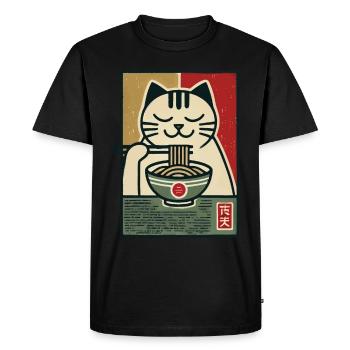 Ramen Nudeln Katzenliebhaber Retro Kawaii Katzen - Männer Premium Bio T-Shirt - Schwarz - Vorne - Nico (187cm)