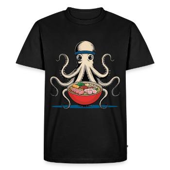 Japanese Ramen Noodles Anime Octopus Illustration - Men's Premium Organic T-Shirt - black - Front - Nico (187cm)