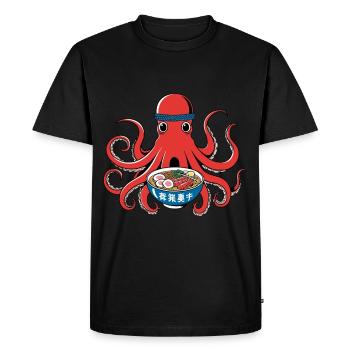 Octopus Ramen Noodles Japan Retro Style - Men's Premium Organic T-Shirt - black - Front - Nico (187cm)