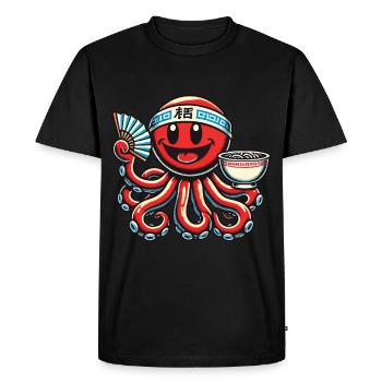 Japanese Anime Ramen Noodles Octopus Fun - Men's Premium Organic T-Shirt - black - Front - Nico (187cm)