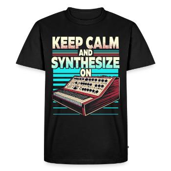 Synthétiseur Synthé Restez calme et synthétisez allumé - T-shirt Premium bio Homme - noir - Devant - Nico (187cm)