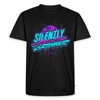 Linguiste informaticien corrigeant silencieusement votre grammaire - T-shirt Premium bio Homme - noir - Devant - Nico (187cm)