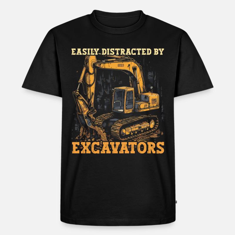 Distracted By Bagger - Männer Premium Bio T-Shirt - Schwarz