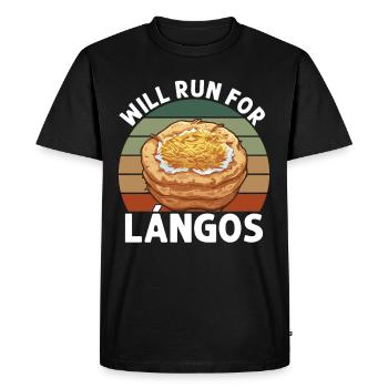 Run For Langos - Men's Premium Organic T-Shirt - black - Front - Nico (187cm)