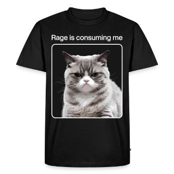 Rage Consumes Me Cat - Men's Premium Organic T-Shirt - black - Front - Nico (187cm)