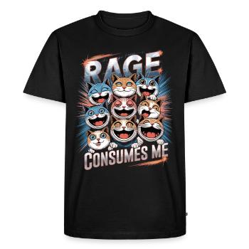 Rage Consumes Me Cat - Men's Premium Organic T-Shirt - black - Front - Nico (187cm)