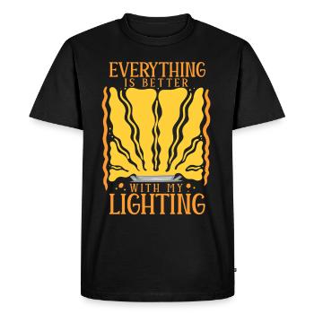 Technicien éclairagiste Tout va mieux avec l’éclairage - T-shirt Premium bio Homme - noir - Devant - Nico (187cm)