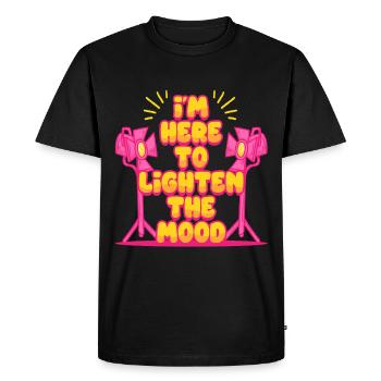 Un technicien d’éclairage est là pour détendre l’atmosphère - T-shirt Premium bio Homme - noir - Devant - Nico (187cm)
