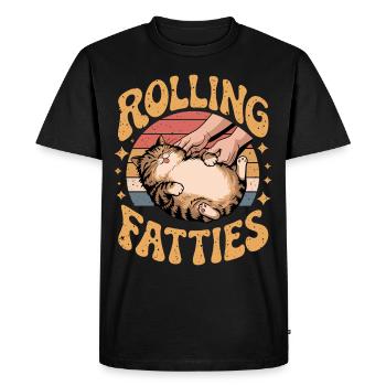 Chat gras roulant Animal Drôle de chat - T-shirt Premium bio Homme - noir - Devant - Nico (187cm)