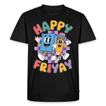 Happy Friyay Friday Fri Yay Teacher - Men's Premium Organic T-Shirt - black - Front - Nico (187cm)