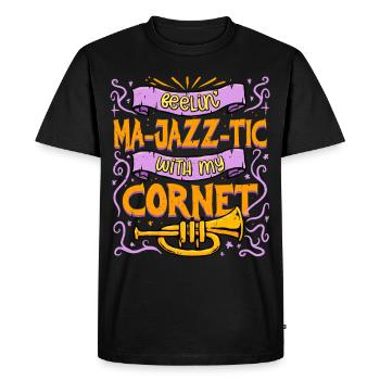 Kornett Feeling Ma-jazz-tic With my Cornet - Men's Premium Organic T-Shirt - black - Front - Nico (187cm)