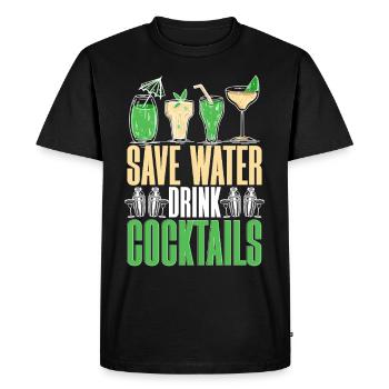 Bartender Barman Save Water Drink Cocktails - Men's Premium Organic T-Shirt - black - Front - Nico (187cm)