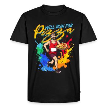 Marathon Marathon Runner Will Run For Pizza - Men's Premium Organic T-Shirt - black - Front - Nico (187cm)