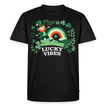 Saint-Patrick Lucky Vibes Arc-en-ciel - T-shirt Premium bio Homme - noir - Devant - Nico (187cm)