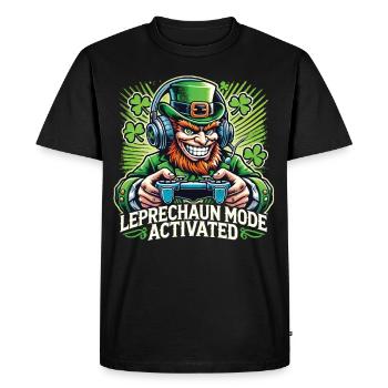 Saint-Patrick : mode Leprechaun Gamer activé - T-shirt Premium bio Homme - noir - Devant - Nico (187cm)