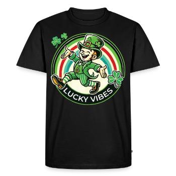 Joyeuses vibrations de la Saint-Patrick - T-shirt Premium bio Homme - noir - Devant - Nico (187cm)