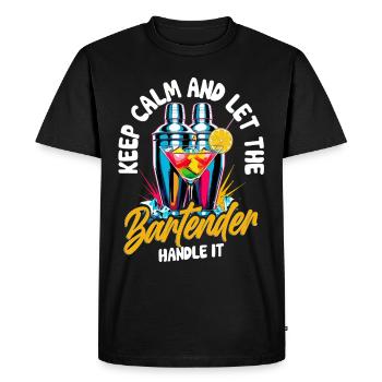 Barkeeper Keep Calm And Let The Bartender Handle - Men's Premium Organic T-Shirt - black - Front - Nico (187cm)