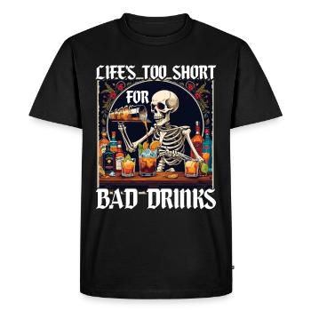 Bartender Barman Life's Too Short For bad Drinks - Men's Premium Organic T-Shirt - black - Front - Nico (187cm)