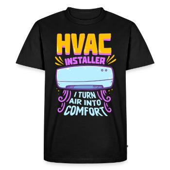 Technicien en climatisation Installateur CVC - T-shirt Premium bio Homme - noir - Devant - Nico (187cm)