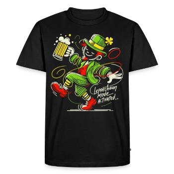 Leprechaun Mode Activates St. Patrick's Day - Men's Premium Organic T-Shirt - black - Front - Nico (187cm)