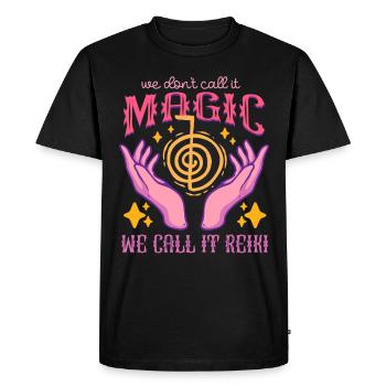 Massage Reiki Nous l’appelons Reiki - T-shirt Premium bio Homme - noir - Devant - Nico (187cm)
