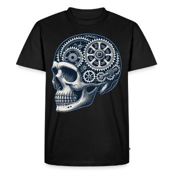 Passionné de vélo Skull Gears - T-shirt Premium bio Homme - noir - Devant - Nico (187cm)