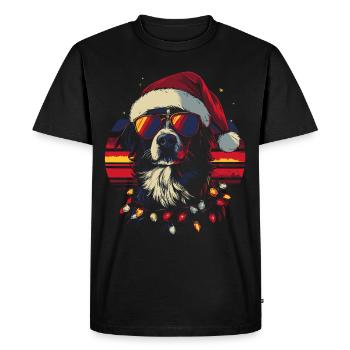 Border Collie avec chapeau de Père Noël et lunettes de soleil - T-shirt Premium bio Homme - noir - Devant - Nico (187cm)