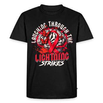 Stroke Laughing Through Lightning Strikes - Men's Premium Organic T-Shirt - black - Front - Nico (187cm)