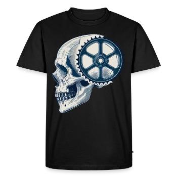 Crâne d’amateur de vélo avec équipement pour le cyclisme - T-shirt Premium bio Homme - noir - Devant - Nico (187cm)
