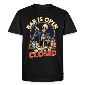 Bartender Barman Bar Is Open Stress Is Closed - Men's Premium Organic T-Shirt - black - Front - Nico (187cm)