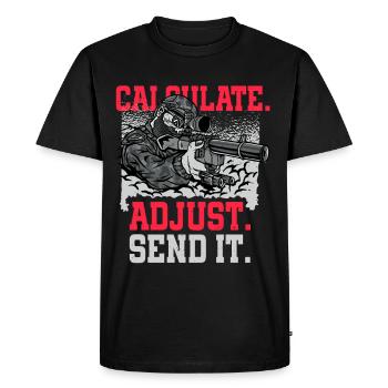 Long Distance Shooting Cal.culate Adjust Send It - Men's Premium Organic T-Shirt - black - Front - Nico (187cm)