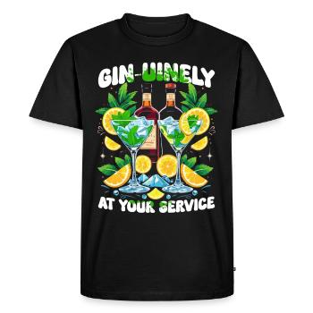 Bartender Barman Gin-uniely At Your Service - Men's Premium Organic T-Shirt - black - Front - Nico (187cm)